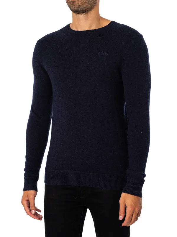 Superdry Essential Slim Fit Crew Knit - Bright Blue Marl