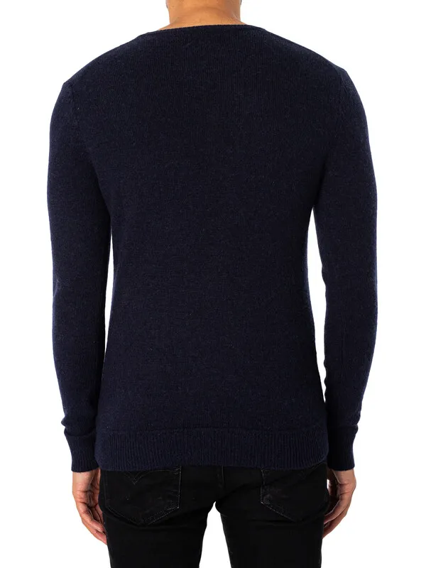 Superdry Essential Slim Fit Crew Knit - Bright Blue Marl