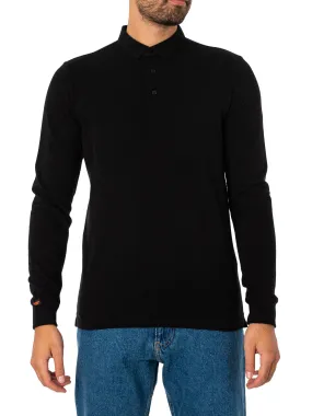 Superdry Longsleeved Cotton Pique Polo Shirt - Black