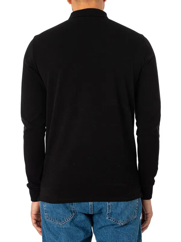 Superdry Longsleeved Cotton Pique Polo Shirt - Black