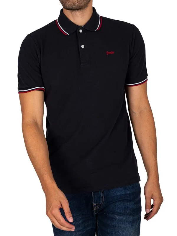 Superdry Vintage Logo Tipped Polo Shirt - Dark Navy/Red