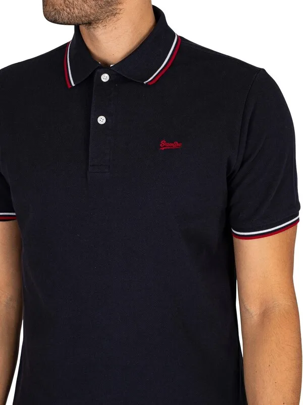 Superdry Vintage Logo Tipped Polo Shirt - Dark Navy/Red