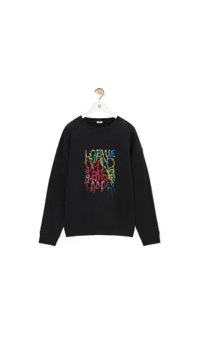 Sweatshirt in Cotton - Black/Multicolor