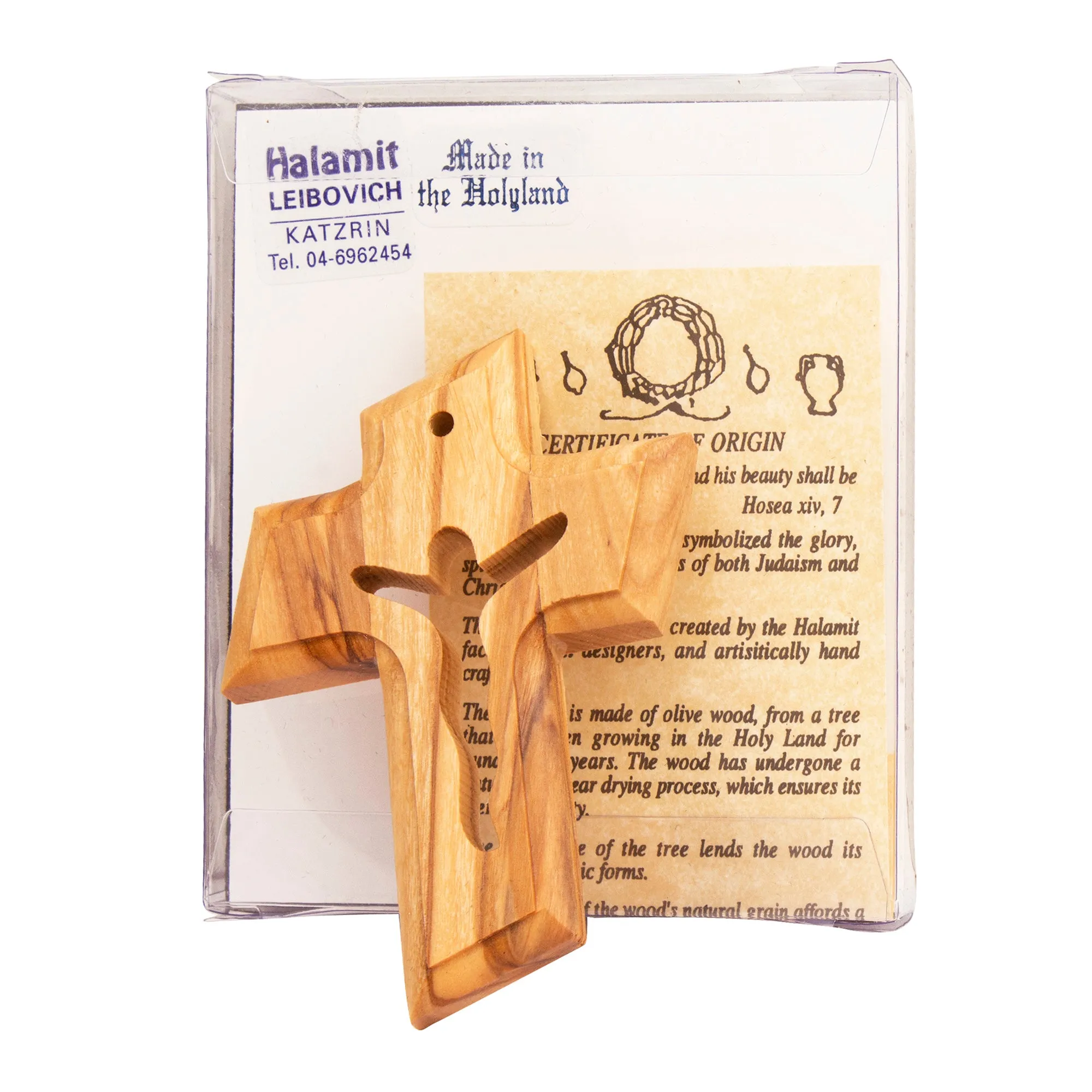 Symbolic Christianity Wooden Wall Cross Natural Olive Wood Prayers Symbol from Bethlehem Handmade 3,2