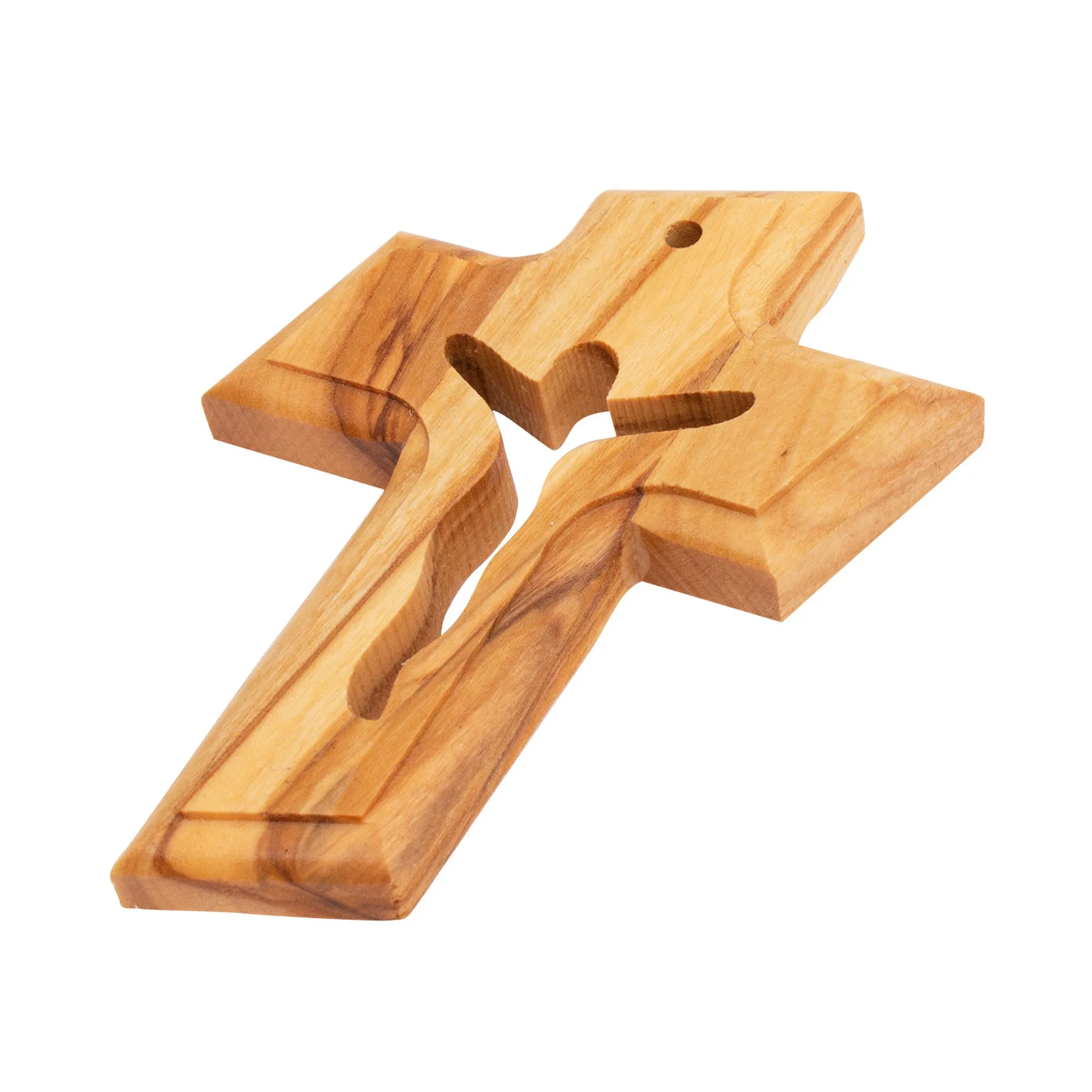 Symbolic Christianity Wooden Wall Cross Natural Olive Wood Prayers Symbol from Bethlehem Handmade 3,2