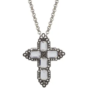 Symbols Of Faith Octagon Stone Cross Pendant Necklace 18 + 3 Extender