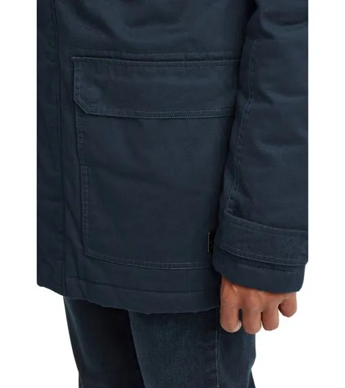 SÓLIDO Parka de algodón para hombre Chaqueta de otoño Ajuste regular Danello Insignia-Azul