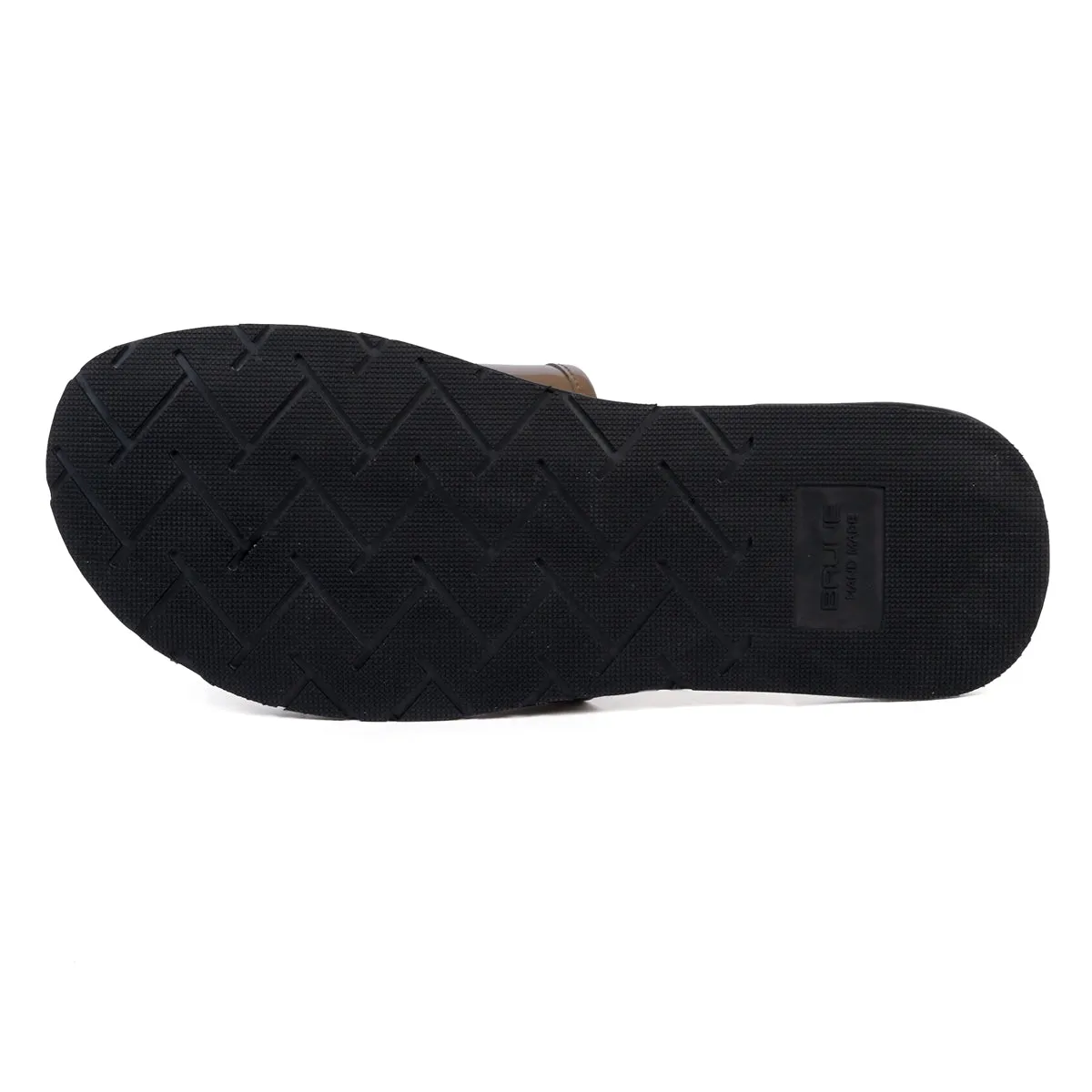 Tan Brush-Off Black Base With Golden Lion logo Leather Slide-In-Slippers