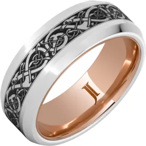 The Viking - Serinium Engraved Ring with 10K Rose Gold Interior