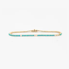 Turquoise & Diamond Tennis Bracelet