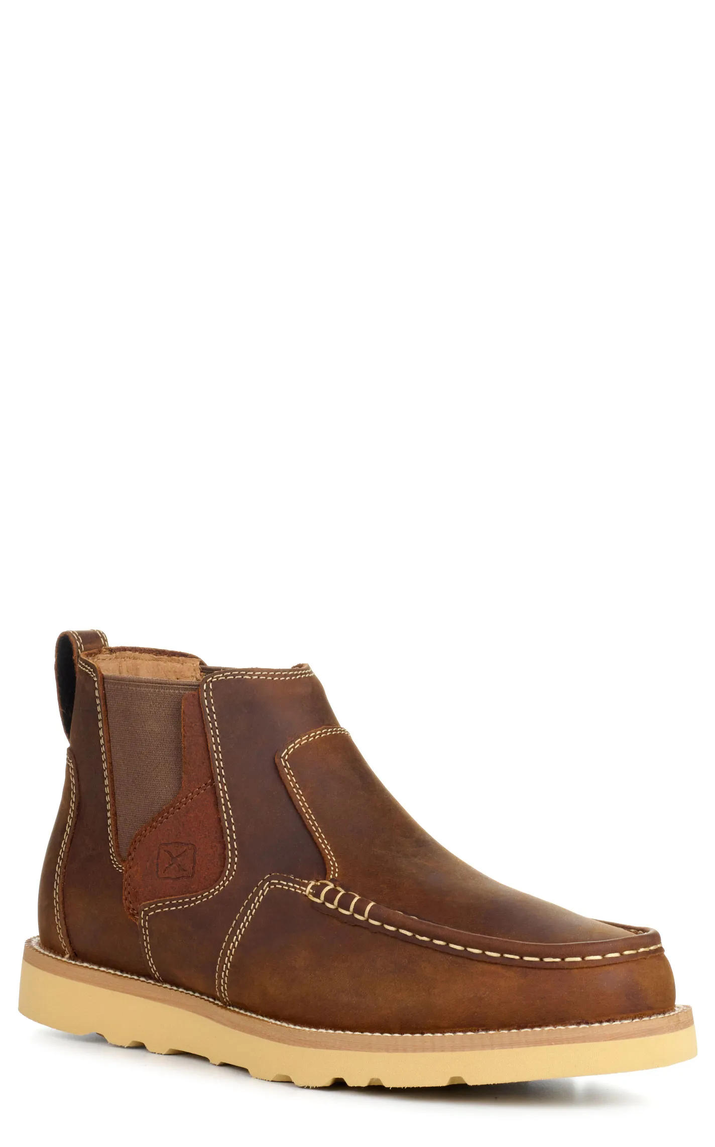 Twisted X Men's Oiled Saddle Brown Moc Toe Chelsea Wedge Shoe