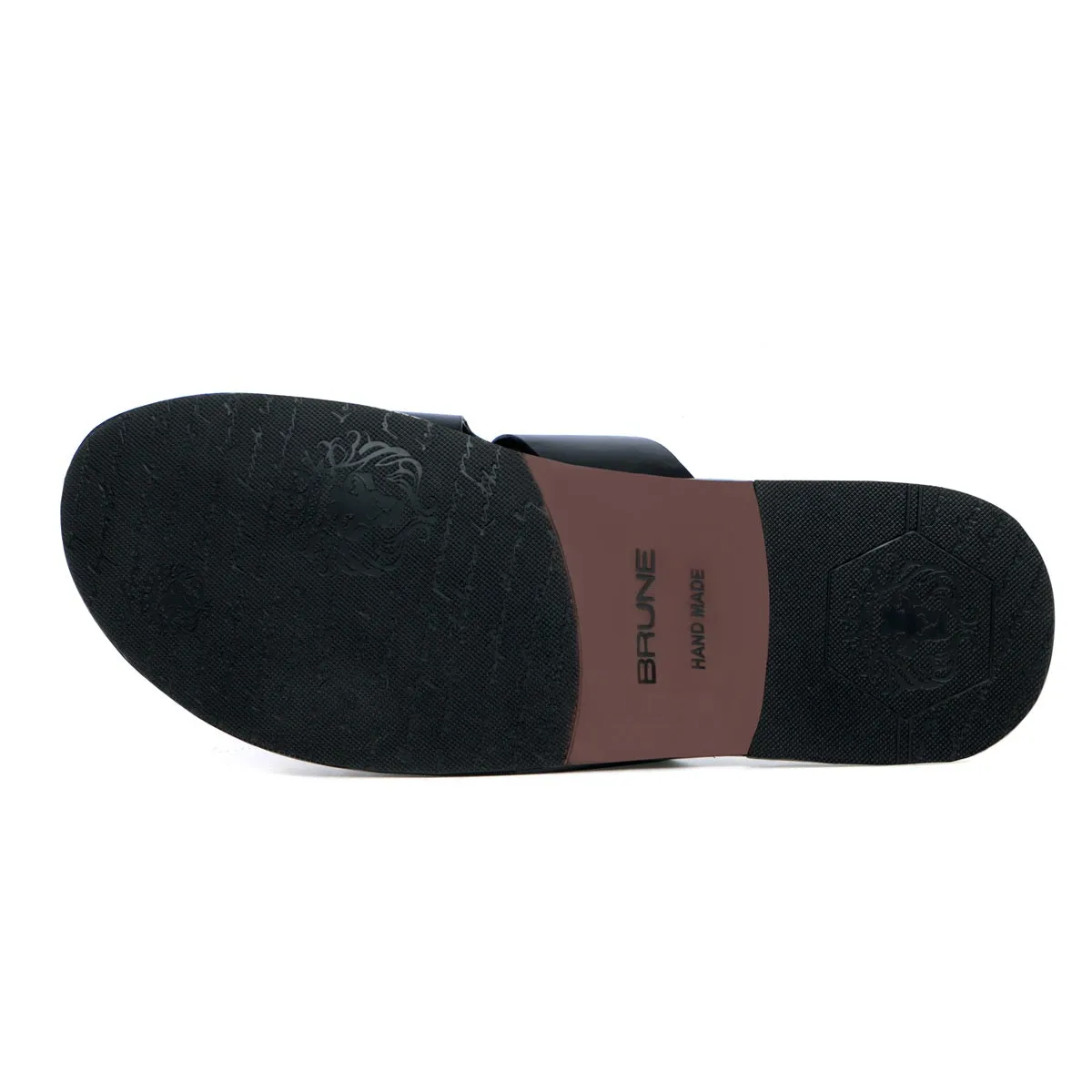 Welt Slippers with Broad Strapped Cut Out Detail Black Leather