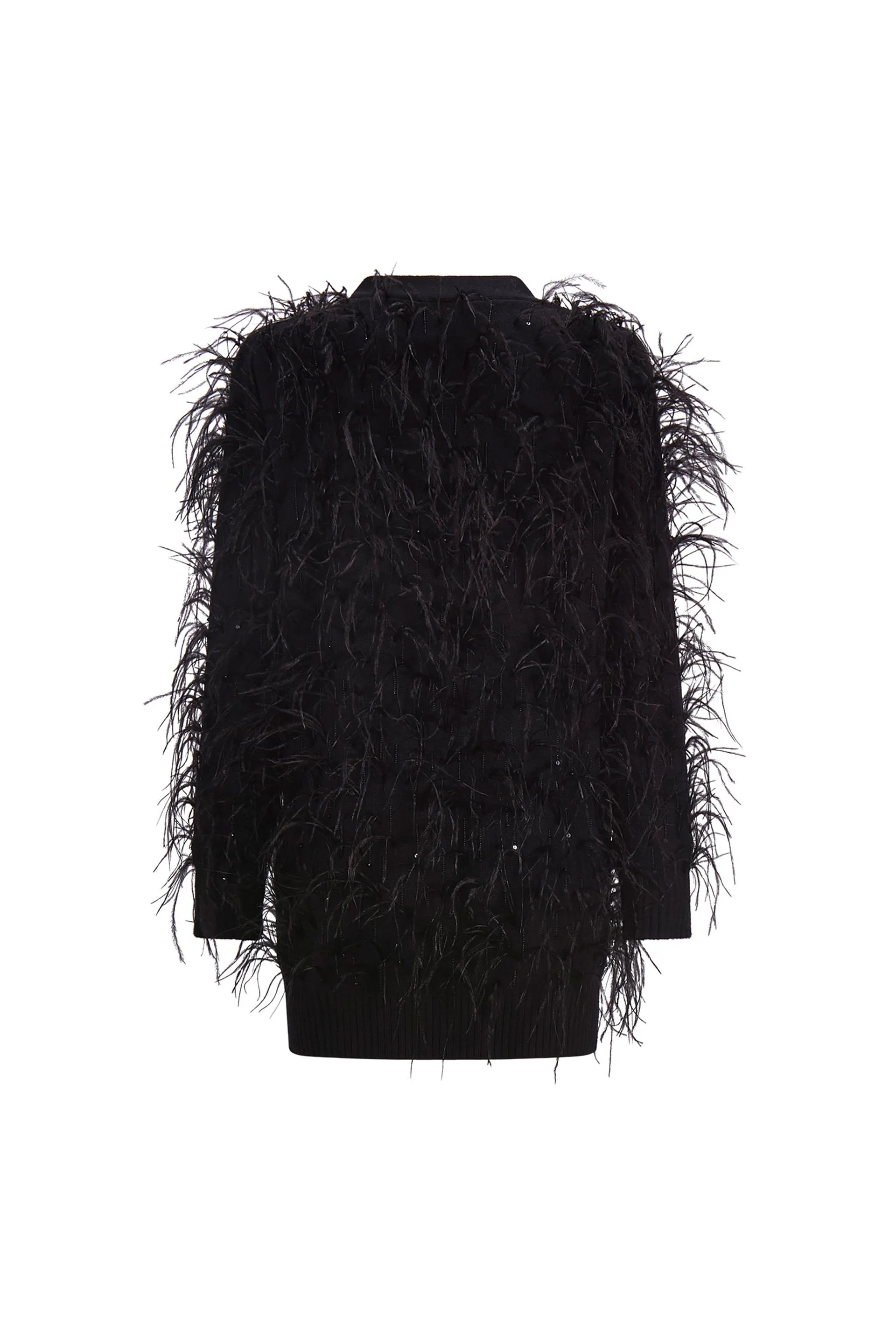 'WHAM BAM' BLACK FEATHERY CARDIGAN