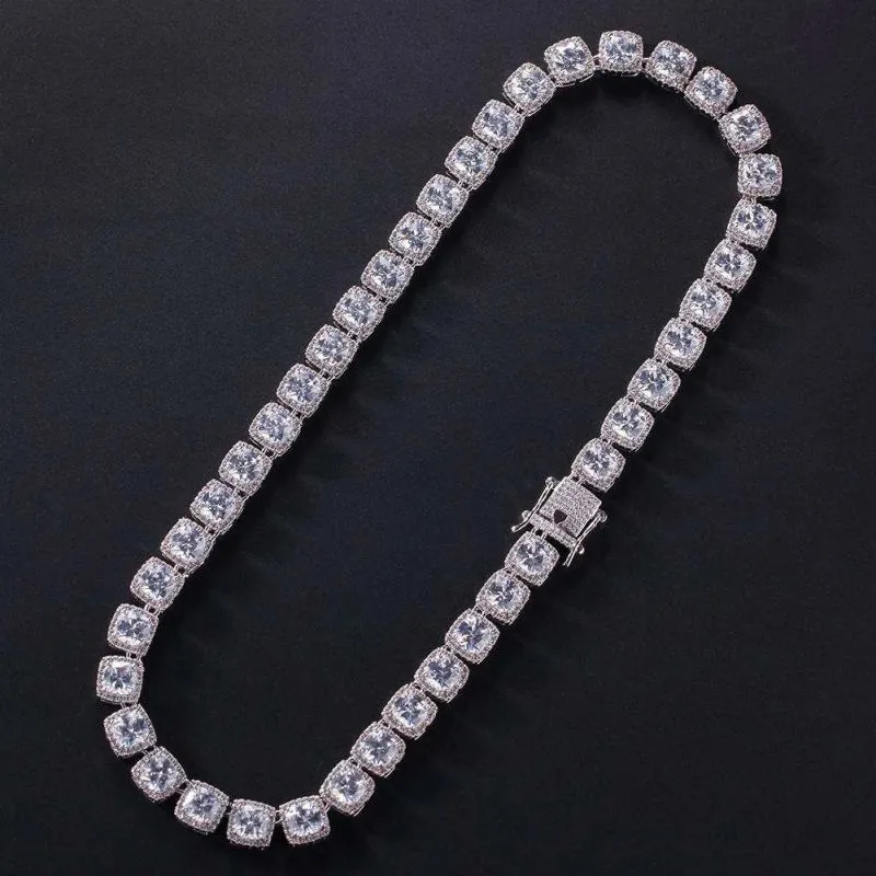 White Gold Glacier Clustered Tennis Chain