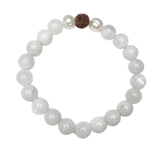 White Rainbow Moonstone Bracelet: New Beginnings, Emotional Stability, Calm