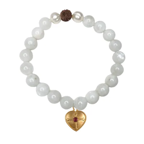 White Rainbow Moonstone Bracelet: New Beginnings, Emotional Stability, Calm