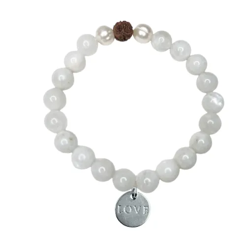 White Rainbow Moonstone Bracelet: New Beginnings, Emotional Stability, Calm