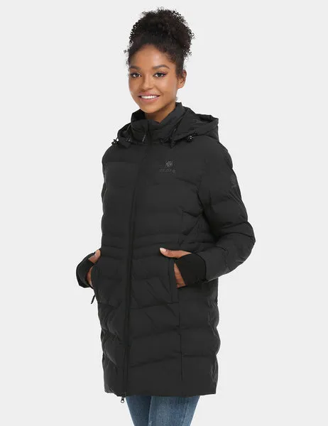 Women's Heated Puffer Parka Jacket - Black / White / Grey / Red