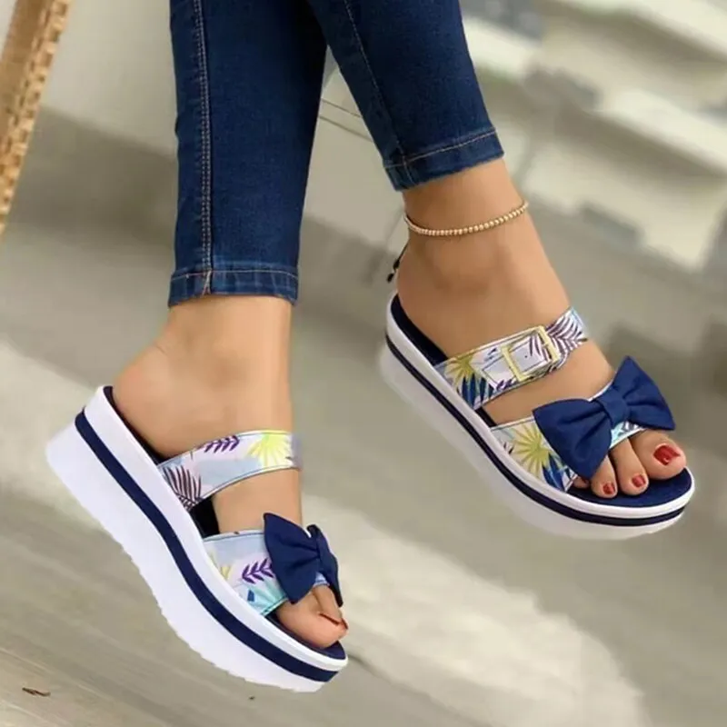 Women's Butterfly-Knot Fashion Comfy Lightweight Open Toe Platform