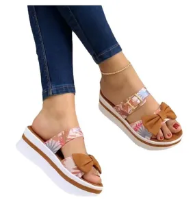 Women's Butterfly-Knot Fashion Comfy Lightweight Open Toe Platform