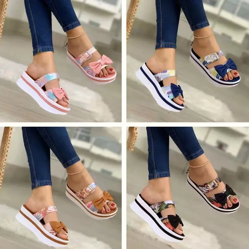 Women's Butterfly-Knot Fashion Comfy Lightweight Open Toe Platform