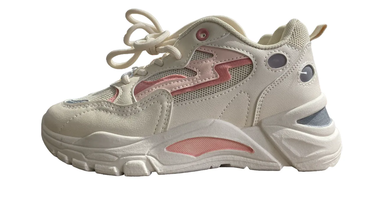 Y88 Beige Pick and Neon Grey Athletic Shoes